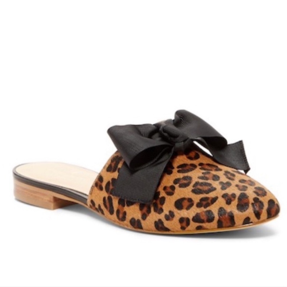 Kate Spade Leopard Print Mules with Black Bow